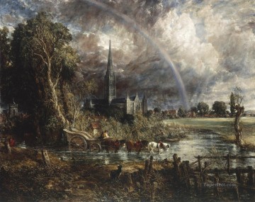  Cathedral Painting - Salisbury Cathedral from the Meadows Romantic John Constable